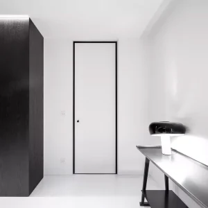 Wooden Hidden Wall Door with Aluminum Frame, Modern Interior Bedroom Flush Frameless Door