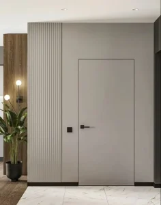 Wooden Hidden Wall Door with Aluminum Frame for Bedroom