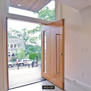 Wooden Pivot Door with Glass for Residential Houses, 90 180 360 Degree Swing