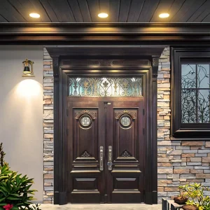 Wooden Security Swing Entry Doors for Apartment Villa Residential Use Anti-Theft Customizable Color