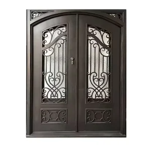 Wrought Iron Double Swing Exterior Entry Door for European Villas
