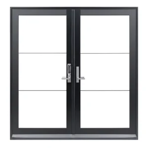 Wrought Iron Entry Security Door with Steel Push-Pull Glass, Anti-Theft Swing Gate