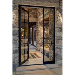 Wrought Iron Exterior French Door with High-Security Deadbolt-Ready Clear Glass for Front Entryway
