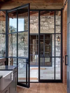 Wrought Iron French Front Entry Double Door Factory Direct Security Steel Door with Tempered Glass for Villa