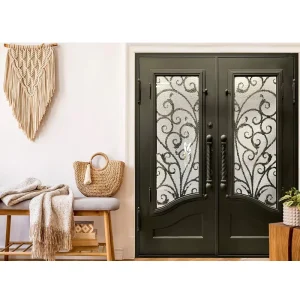 Wrought Iron French Security Doors with Smart Lock
