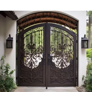 Wrought Iron Front Entry Security Door with Modern Design for Houses