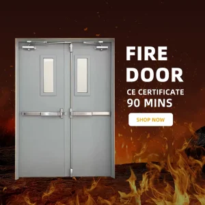 Wrought Iron Steel Fireproof Passage Door Finished Surface Hotels Commercial Buildings Schools