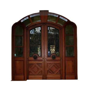 Wrought Iron and Wood Entry Door for Villa Main Entrance