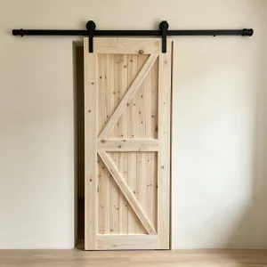 Zen Style Solid Fir Sliding Barn Door Solid Wood Construction for Room Divider