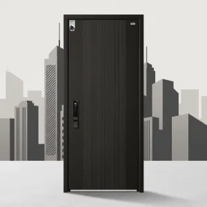 Zinc-Iron Alloy Security Smart Door with Fingerprint Lock, Fireproof and Bulletproof, for Apartments and Villas