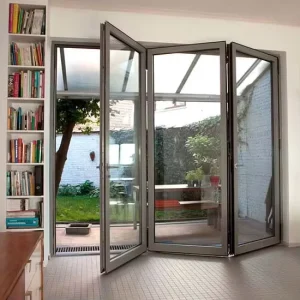 Modern Aluminum-Framed Glass Folding Door with Double-Glazed Tempered Glass for Outdoor and Patio Use