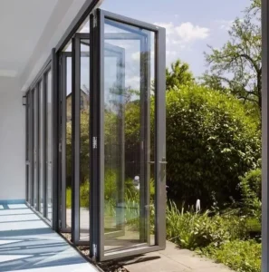 Modern Aluminum Alloy Folding Door, Tempered Glass, Heavy-Duty, for Villa Courtyards, Indoor and Outdoor Use