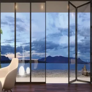 Modern Aluminum Glass Bi-Fold Door for Exterior, Bathrooms, Bedrooms, Villas, Schools, and Hospitals