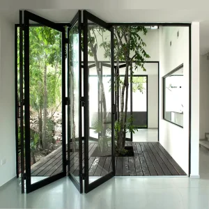 Custom Aluminum Thermal-Insulated Bi-Fold Door System for Entrances and Shopping Malls, Outdoor Glass Door