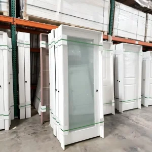 1 Lite White Primed MDF Solid Core Door Wood Prehung Interior Bathroom White Primed Frosted Glass Doors for Home
