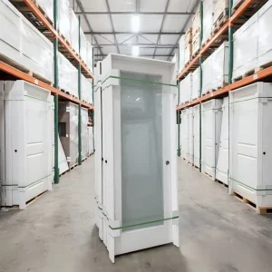 1 Lite White Primed MDF Solid Core Prehung Interior Bathroom Door with Frosted Glass