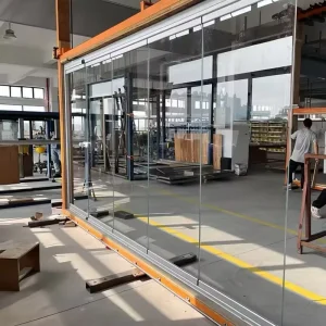 10mm Glass Folding Door Frameless Tempered Glass Folding Sliding Door Modern Accordion Panoramic Partition Sliding Folding Door