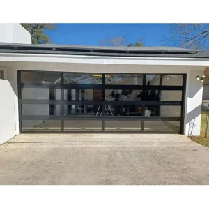 10×8 Aluminum Sectional Garage Door with Electric Rolling Design, Black Stainless Steel Finish, and Fire Prevention