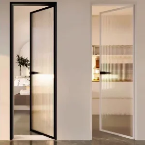 18/35 Profile Ultra-Narrow Titanium-Magnesium Alloy Door with 8mm Single-Layer Glass for Bathrooms and Kitchens