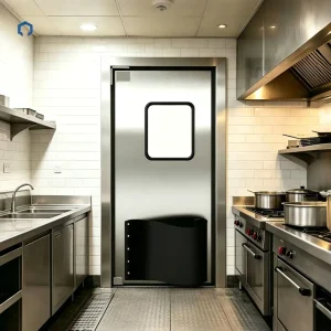 180° Commercial Aluminum Swing Impact Door with Glass Window Automatic Single-Leaf Restaurant Kitchen Door