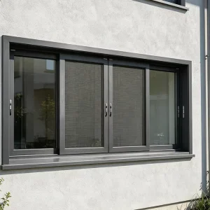 2 Track Aluminium Sliding Window With Fly Screen Double Glazed for Apartment