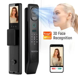 2024 OEM Manufacturer 3D Facial Recognition Smart Door Lock with Fingerprint, ID Call Gate