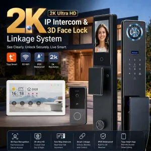 2K Smart Entrance System with 3D Face ID Lock WiFi Video Intercom Kit for Villas