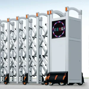 304 Stainless Steel Aluminum Alloy Electric Retractable Folding Gate with Remote Control for Courtyards