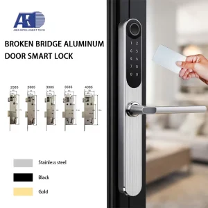 304 Stainless Steel Smart Door Lock for Broken Bridge Aluminum Doors with App Management and Waterproof Design