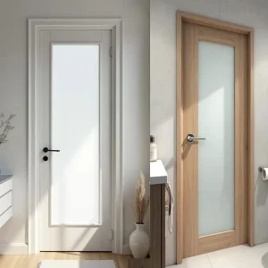 30×80 Inch 1-Lite Frosted Glass Interior Door for Pantry Laundry Closet Kitchen Bypass Pocket Slab Door