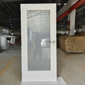 32×80 Prehung 1-Panel White Primed Solid Wood Interior Door with Frosted Glass