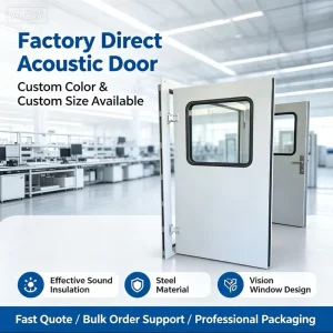 35dB STC Acoustic Double Steel Door With Vision Panel Sound Insulation Absorption Lab Soundproof Door for Factory Outdoor Use