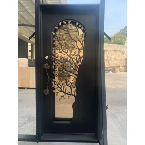 36 x 80 Exterior Wrought Iron Door with Glass Window and Thermal Break