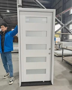 36×80 Prehung Fiberglass Door with Frame Exterior Entry Custom Glass Design Energy Efficient