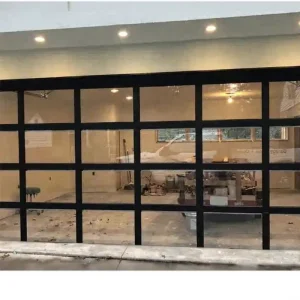 3C Tempered Glass Garage Door 16×7 9×7 Voice Smart WiFi Control Full View Transparent Modern House Garage Door