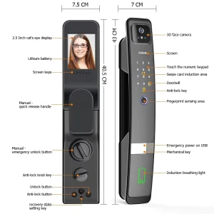 3D Face ID Fingerprint and Palm Recognition Smart Electronic Main Gate Door Lock with Eye Scanner