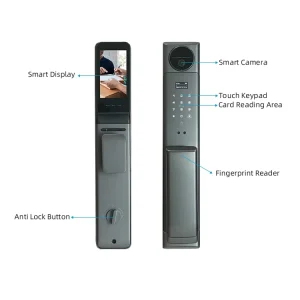 3D Face Recognition Digital Fingerprint Password Card Aluminum Steel Door 6068 Mortise Smart Door Lock with Camera Screen