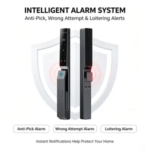 3D Face Recognition Smart Door Lock Waterproof WiFi with Camera Video Intercom for Family Door Security