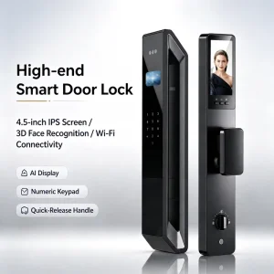 3D Face Recognition Smart Lock with App, Cloud Storage, WiFi, Aluminum Alloy, Fingerprint, and Card Access