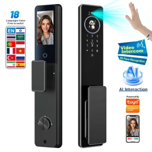3D Face Recognition Smart Voice-Activated WiFi Fingerprint Door Lock with Camera for Home