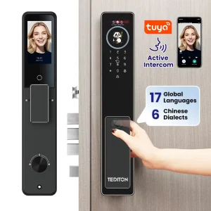 3D Face Recognition Voice Interaction WiFi Fingerprint Camera Automatic Smart Digital Door Lock for Home