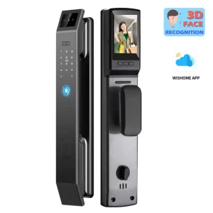 3D Face Recognition WiFi App Smart Door Lock with Key, Password, Card, Fingerprint, and Camera