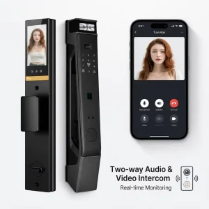 3D Face Recognition WiFi Smart Door Lock with App Control, Doorbell, Camera and Fingerprint for Wood Doors