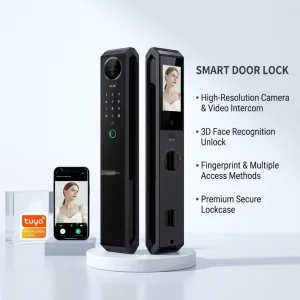 3D Face Smart Lock with Camera and Video Intercom Night Vision Memory Card Recording WiFi for Wood and Aluminum Doors
