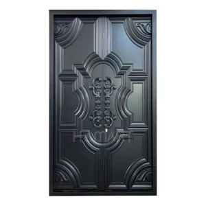 3D Geometric Mosaic Contemporary Secure Front Entry Door with Noise Reduction Layer, Non-Standard Size