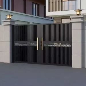 3D Model Aluminum Main Entrance Gate Automatic Manual Sliding Door Galvanized Metal Garden Gate