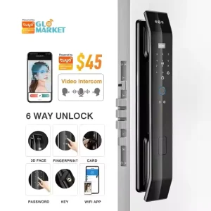 3D WiFi Face Recognition Camera Fingerprint Code Card Smart Door Lock