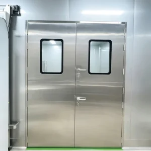 4 Panel Stainless Steel Cleanroom Door Double Pair Folding Leaf Wide Opening for Food Factory Pharma Lab