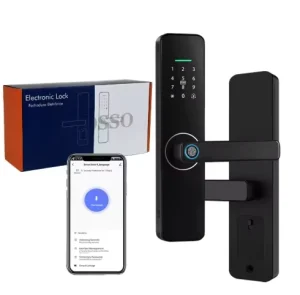 4-in-1 Smart Door Lock with Fingerprint, Remote Control, WiFi, Biometric Entry, Long Handle