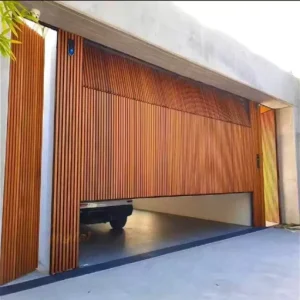 458 km/h Wind-Rated Solid Wood Grille Garage Door, 70 mm